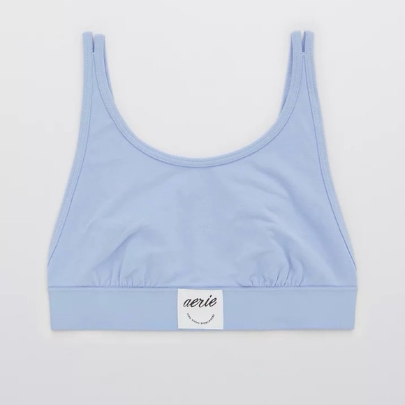 NWT Aerie High Neck Cotton Longline Bralette Womens Small Fresh Water Blue - Picture 4 of 8